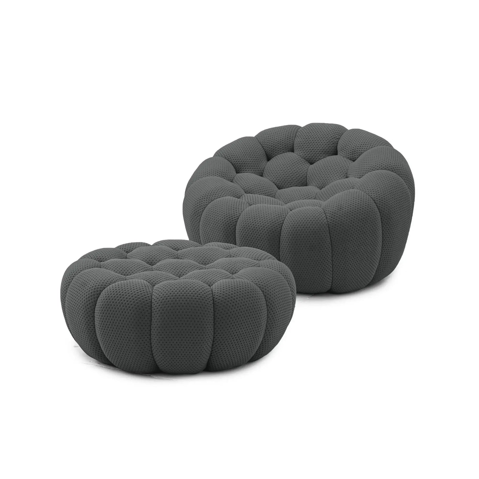 Sofá individual Essential de 1 plaza en tela tejida 3D gris | 2 piezas (incluye 1 otomana), tela tejida 3D, ideal para apartamentos