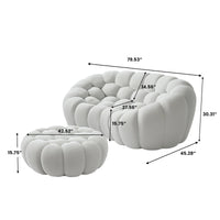 Sofás Essential Arc Boneless | Chaise longue seccional de dos piezas en tejido de punto 3D gris claro, con 1 otomana