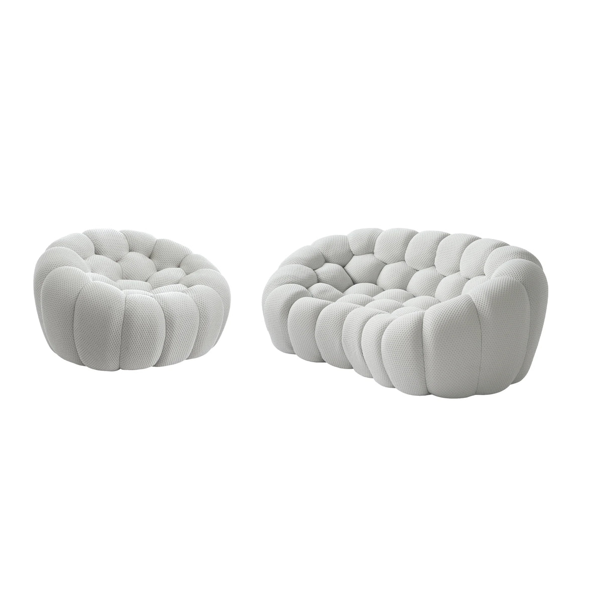 Essential 3-Seater light-grey 3D-Knitted Fabric L-Shaped Sectionals | 2-Piece, 3D-Knitted Fabric, Apartment Friendly