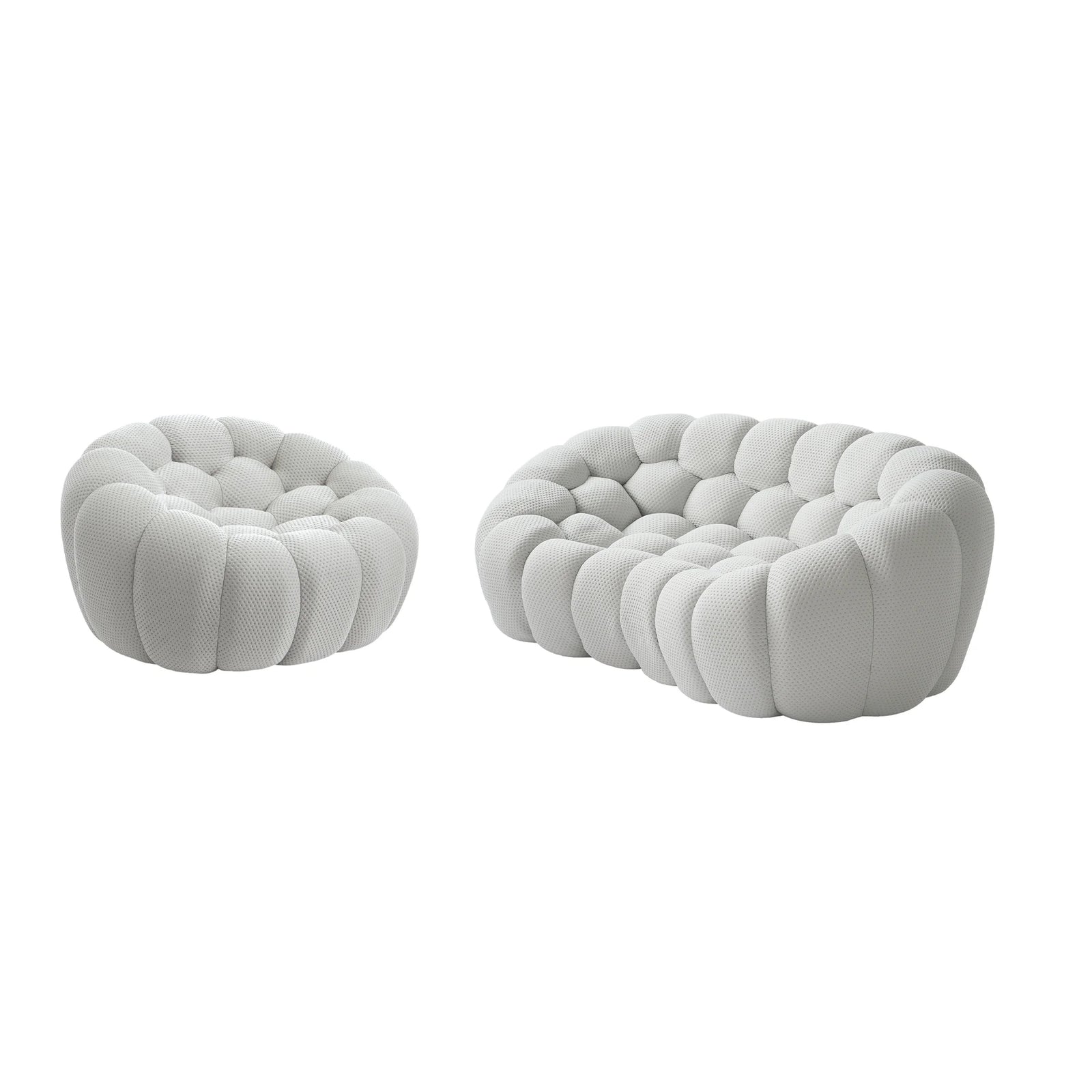Essential 3-Seater light-grey 3D-Knitted Fabric L-Shaped Sectionals | 2-Piece, 3D-Knitted Fabric, Apartment Friendly