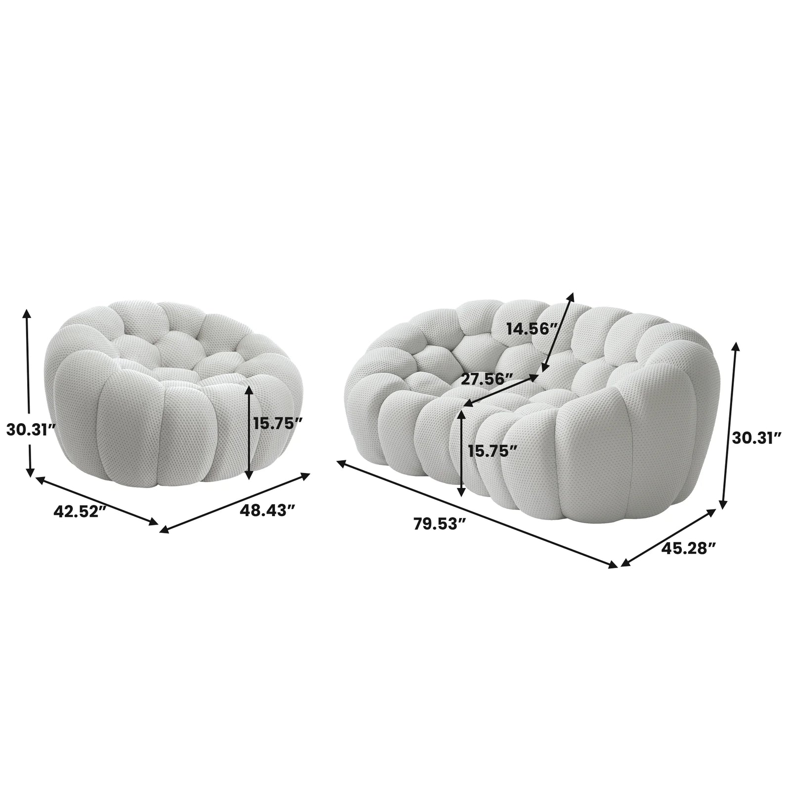 Essential 3-Seater light-grey 3D-Knitted Fabric L-Shaped Sectionals | 2-Piece, 3D-Knitted Fabric, Apartment Friendly