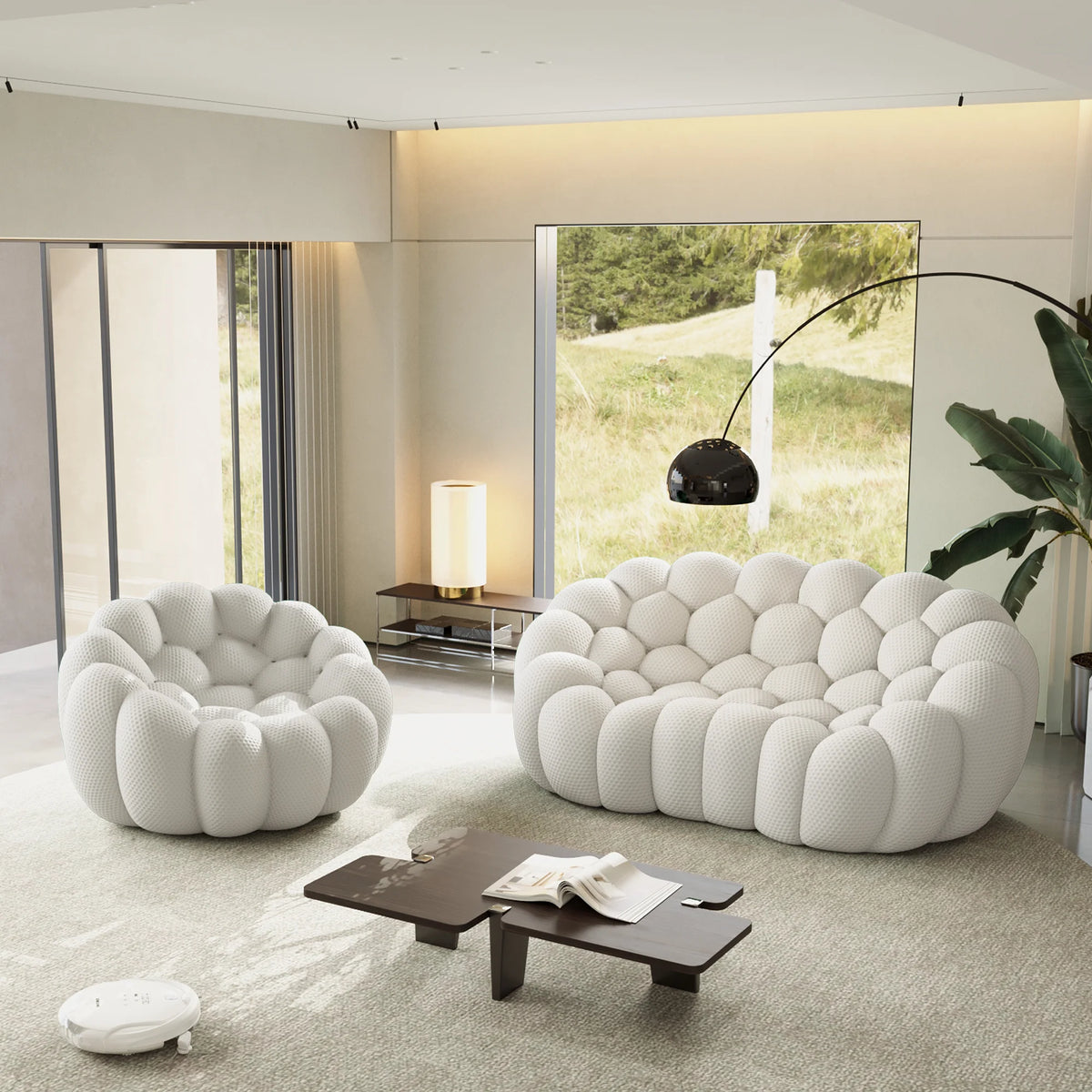 Essential 3-Seater light-grey 3D-Knitted Fabric L-Shaped Sectionals | 2-Piece, 3D-Knitted Fabric, Apartment Friendly