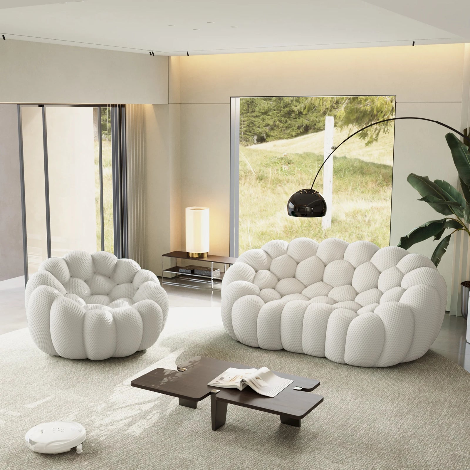 Essential 3-Seater light-grey 3D-Knitted Fabric L-Shaped Sectionals | 2-Piece, 3D-Knitted Fabric, Apartment Friendly