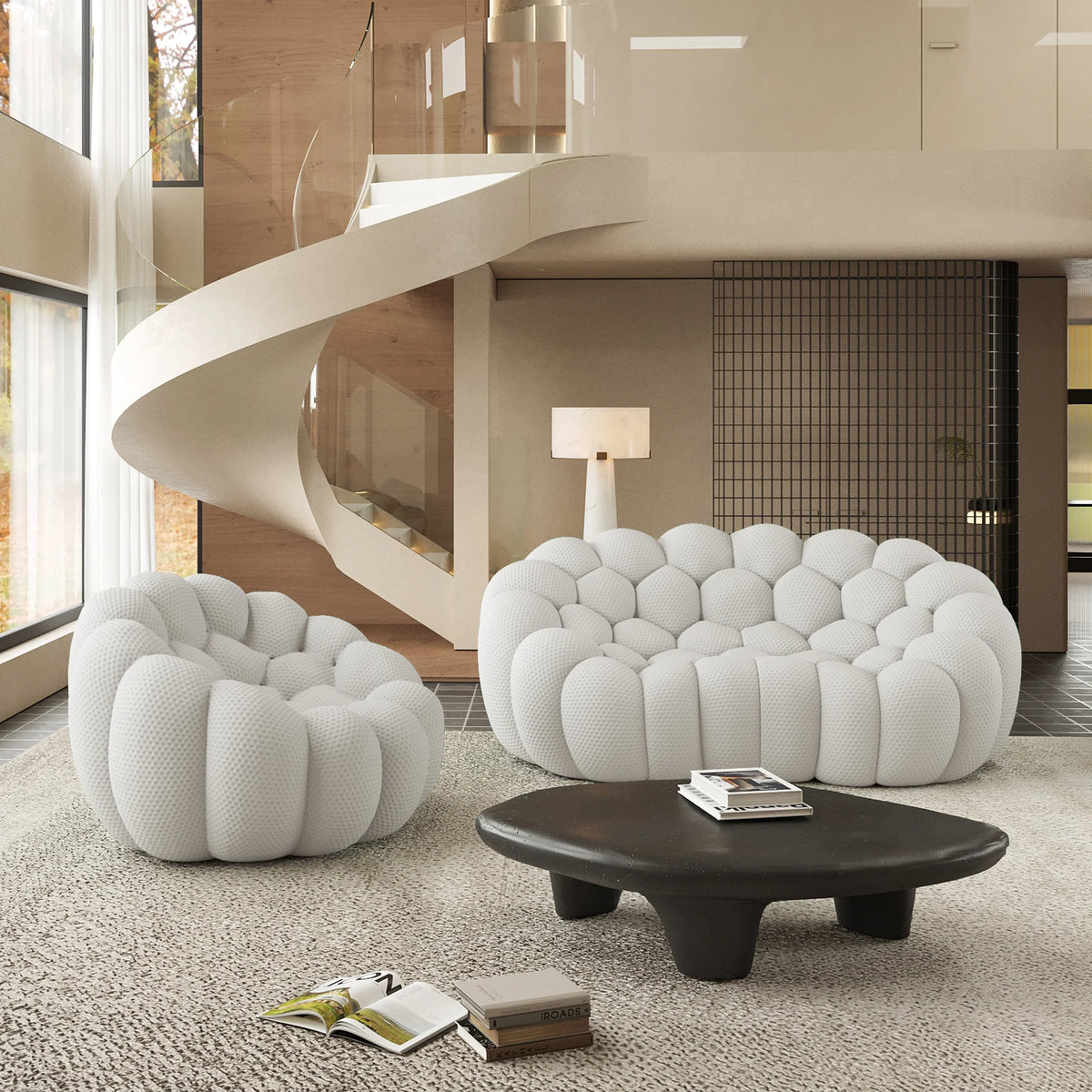 Essential 3-Seater light-grey 3D-Knitted Fabric L-Shaped Sectionals | 2-Piece, 3D-Knitted Fabric, Apartment Friendly