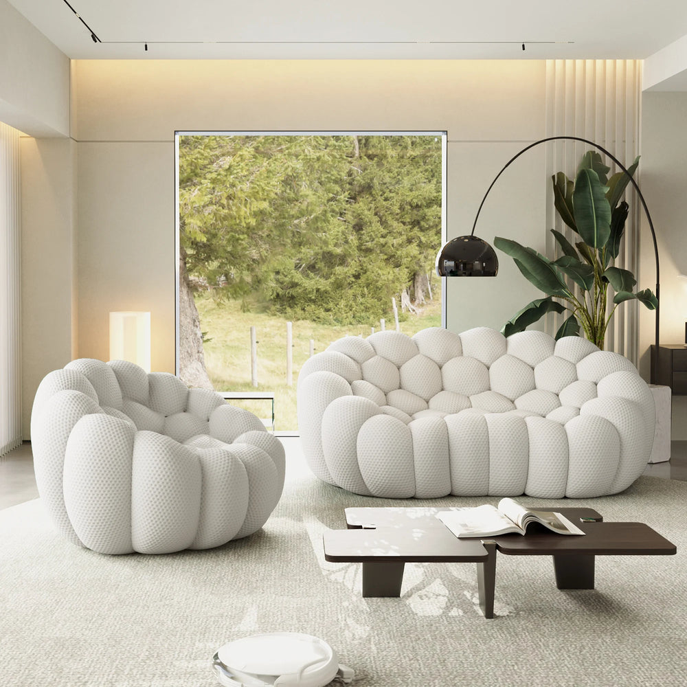 Sofás Essential Arc Boneless | Seccionales de 2 piezas en forma de L, 3 plazas, de tejido de punto 3D, color gris claro