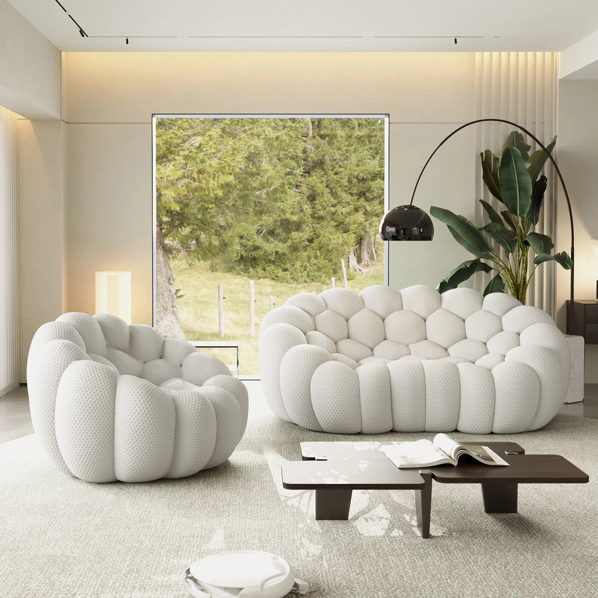 Essential 3-Seater light-grey 3D-Knitted Fabric L-Shaped Sectionals | 2-Piece, 3D-Knitted Fabric, Apartment Friendly