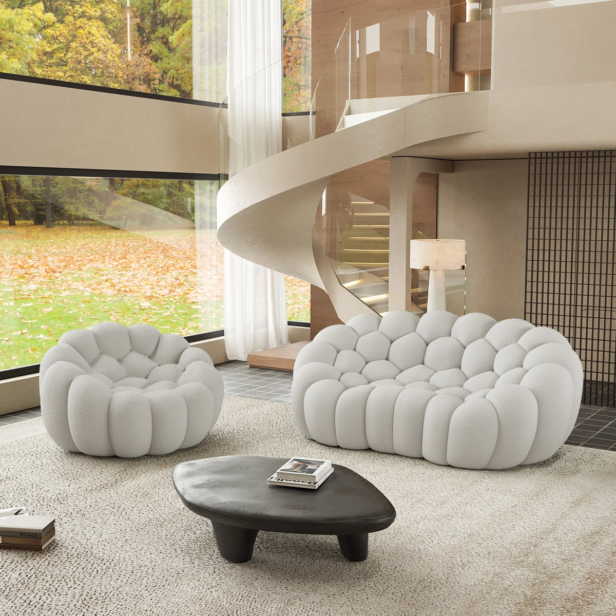 Essential 3-Seater light-grey 3D-Knitted Fabric L-Shaped Sectionals | 2-Piece, 3D-Knitted Fabric, Apartment Friendly