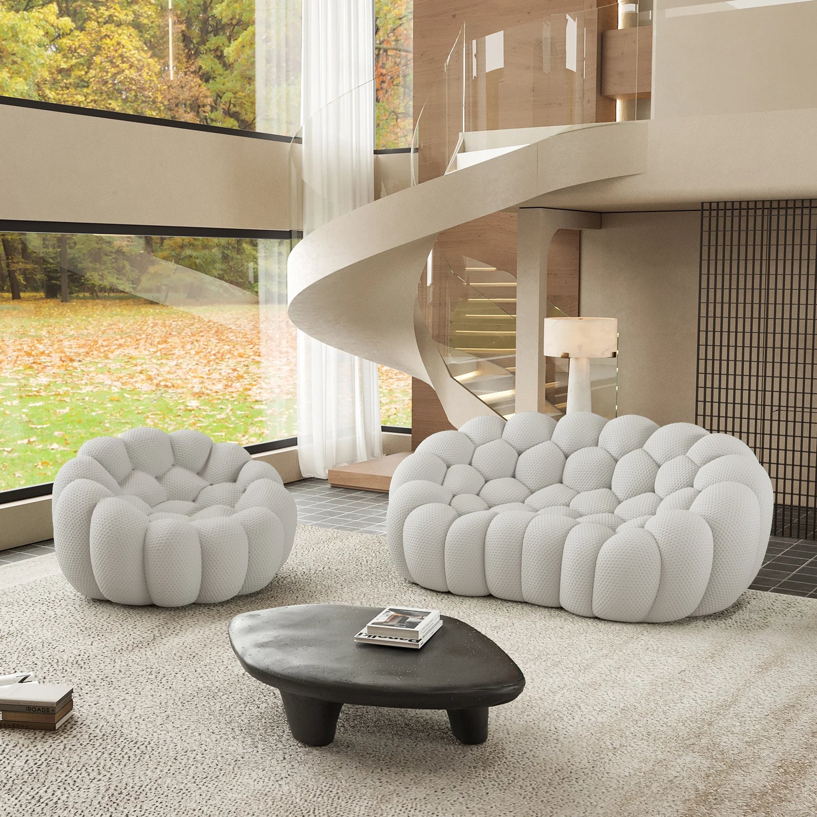 Essential 3-Seater light-grey 3D-Knitted Fabric L-Shaped Sectionals | 2-Piece, 3D-Knitted Fabric, Apartment Friendly