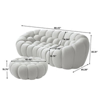 Sofás Essential Arc Boneless | Seccionales de 2 piezas en forma de L, de tejido de punto 3D, gris claro, con 1 otomana