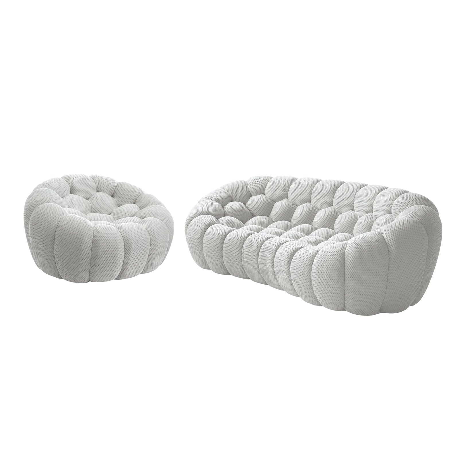 Essential 4-Seater light-grey 3D-Knitted Fabric L-Shaped Sectionals | 2-Piece, 3D-Knitted Fabric, Small Space