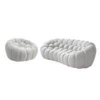 Sofás Essential Arc Boneless | Seccionales en forma de L de 2 piezas, 4 plazas, de tejido de punto 3D, color gris claro