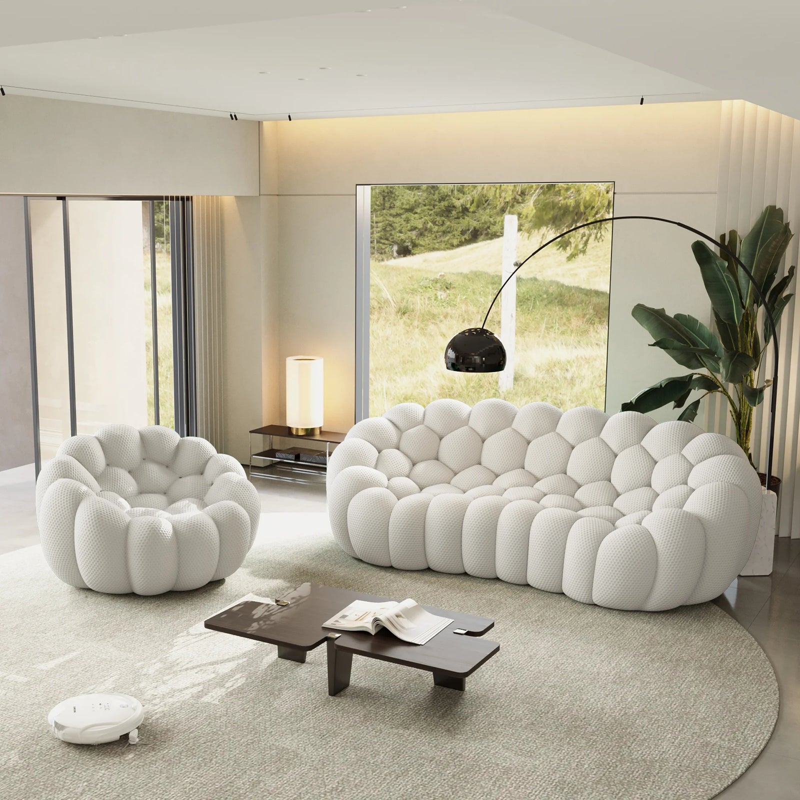 Essential 4-Seater light-grey 3D-Knitted Fabric L-Shaped Sectionals | 2-Piece, 3D-Knitted Fabric, Small Space