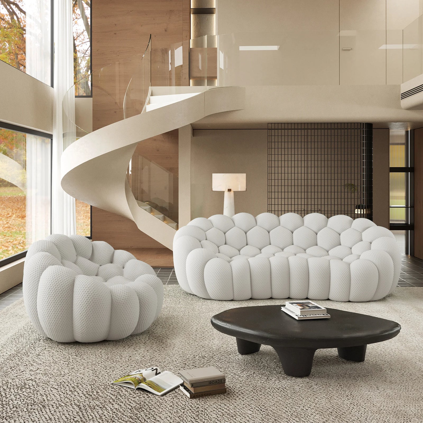 Essential 4-Seater light-grey 3D-Knitted Fabric L-Shaped Sectionals | 2-Piece, 3D-Knitted Fabric, Small Space