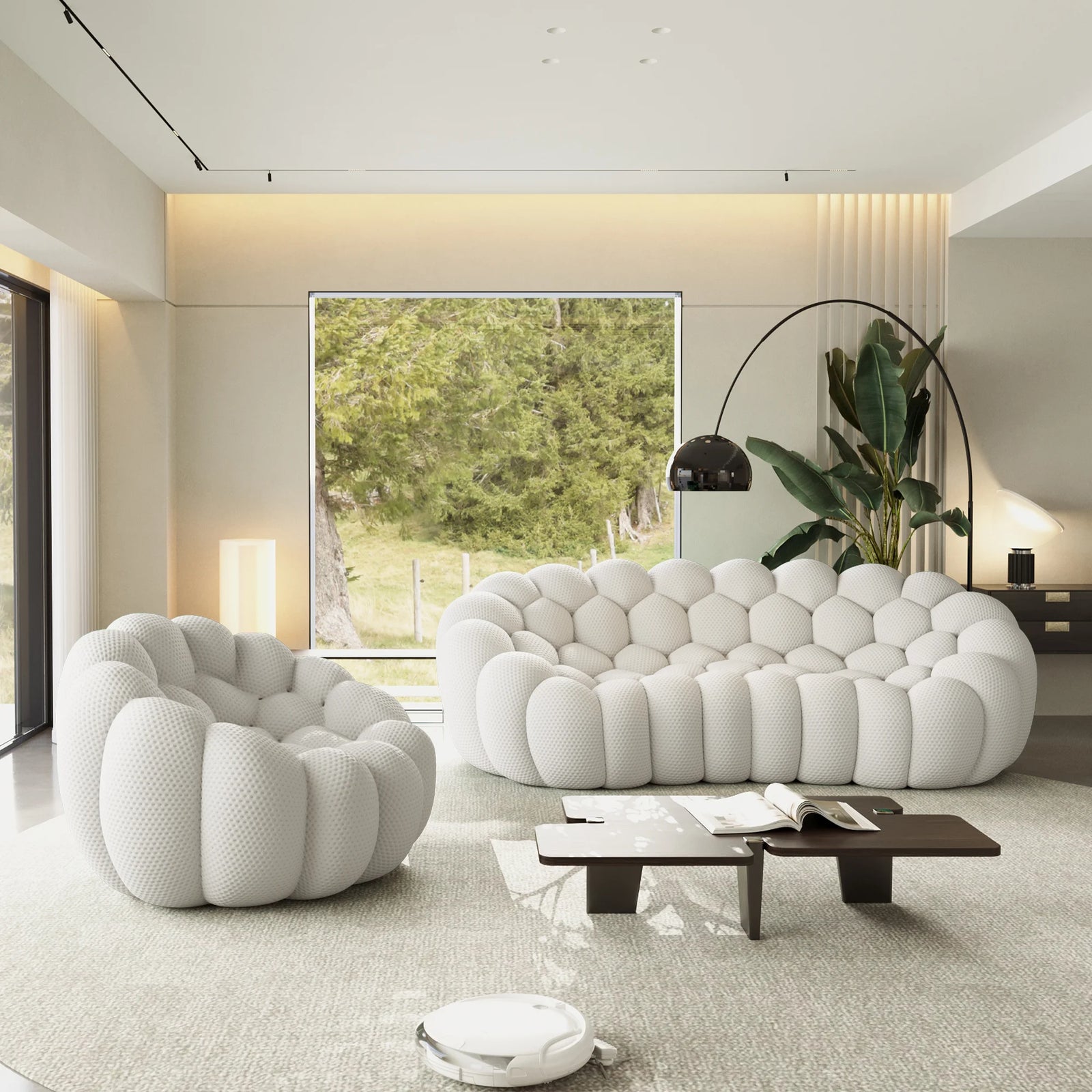 Essential 4-Seater light-grey 3D-Knitted Fabric L-Shaped Sectionals | 2-Piece, 3D-Knitted Fabric, Small Space