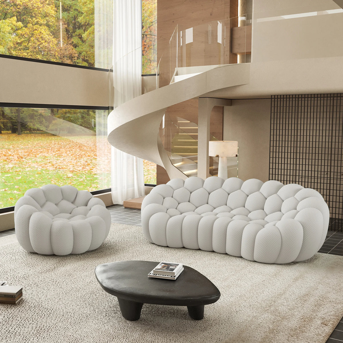 Essential 4-Seater light-grey 3D-Knitted Fabric L-Shaped Sectionals | 2-Piece, 3D-Knitted Fabric, Small Space