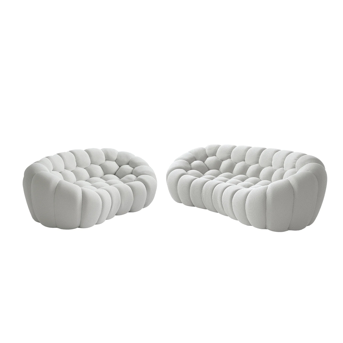 Essential 5-Seater light-grey 3D-Knitted Fabric V-Shaped Sectionals | 2-Piece, 3D-Knitted Fabric, Compact Design