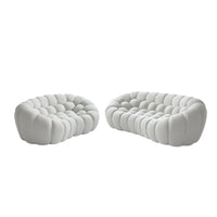 Sofás Essential Arc Boneless | Seccionales de 2 piezas en forma de L de 5 plazas en tejido de punto 3D en gris claro