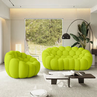 Sofás Essential Arc Boneless | Seccionales en forma de L de 2 piezas, tejido de punto 3D, color verde lima, de 3 plazas