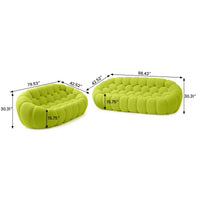 Essential Armless Floor Sofas | 2-Piece 3D Knitted Fabric Lime Green L-Shaped Sectionals 5-Seater