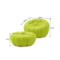 Essential Armless Floor Sofas | 2-Piece 3D Knitted Fabric Lime Green Sofa Sets 1-Seater With 1 Ottoman