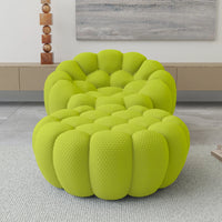 Essential Armless Floor Sofas | 2-Piece 3D Knitted Fabric Lime Green Sofa Sets 1-Seater With 1 Ottoman