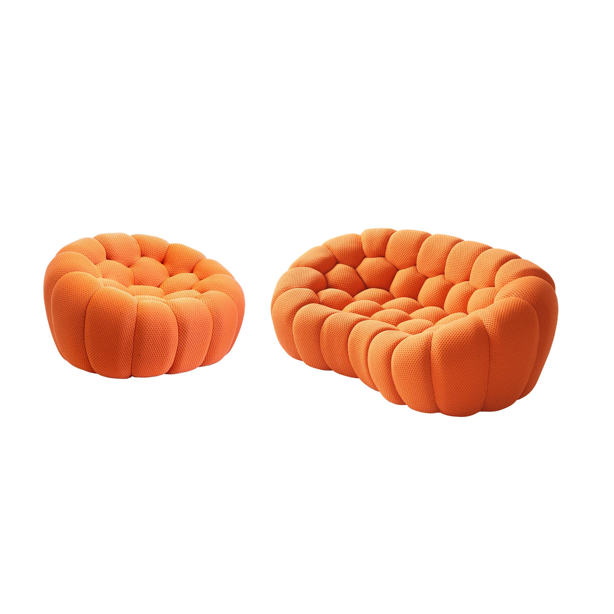 Essential 3-Seater orange 3D-Knitted Fabric L-Shaped Sectionals | 2-Piece, 3D-Knitted Fabric, Small Space