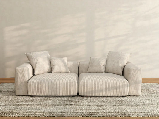 Sofás modulares modernos Matrix | Loveseats de 2 piezas de pana beige