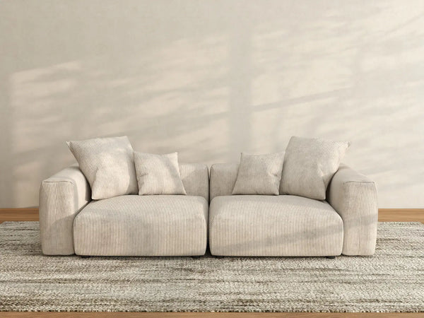 Matrix Modern Modular Sofas | 2-Piece Beige Corduroy Loveseats 2-Seater