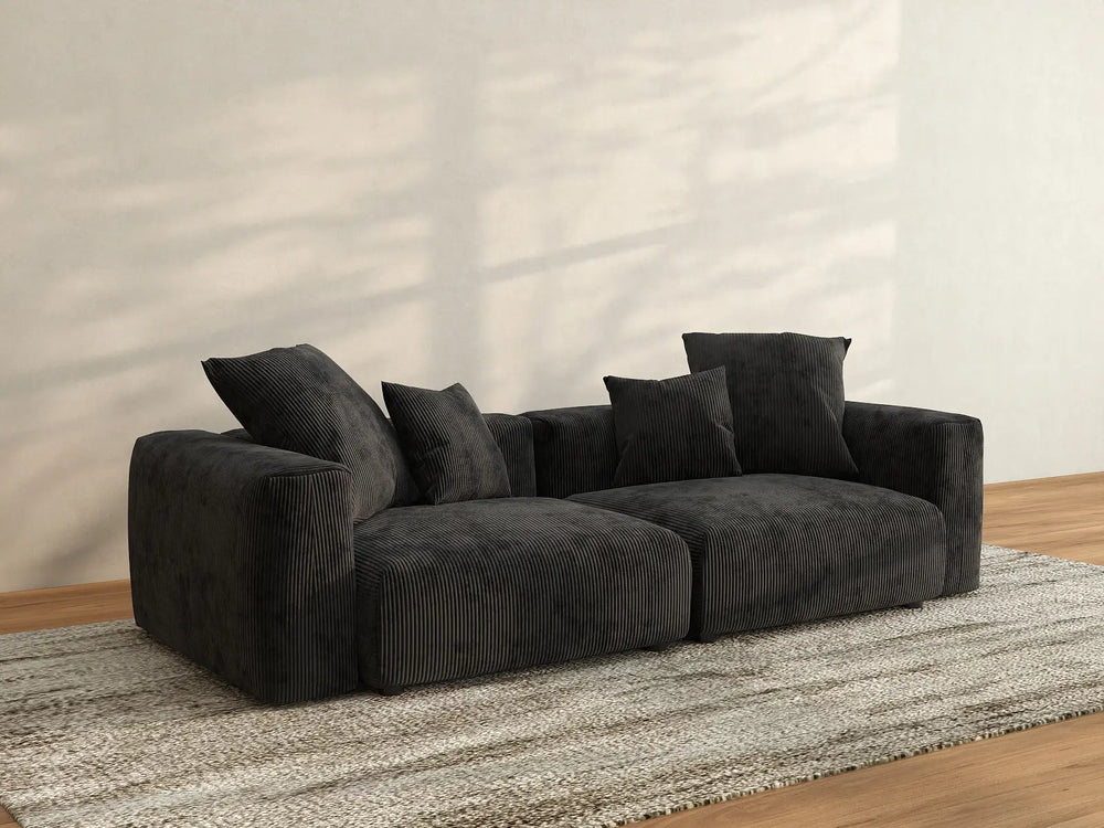 Sofás modulares modernos Matrix | Loveseats de 2 piezas de pana negra