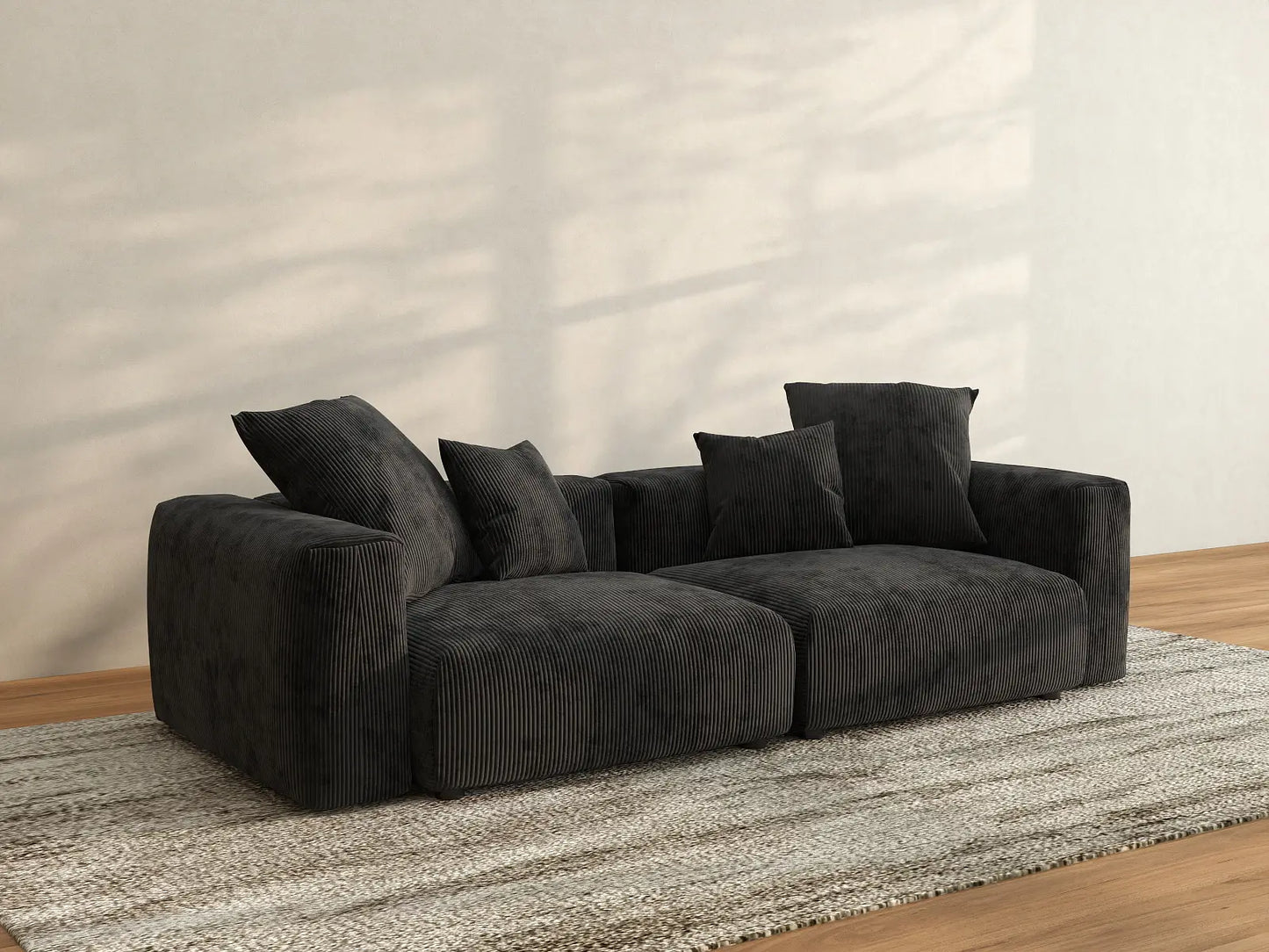 Sofás modulares modernos Matrix | Loveseats de 2 piezas de pana negra