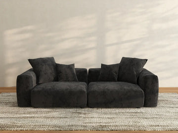 Sofá de dos plazas Matrix, lavable, color negro | 2 piezas, tela de pana, diseño modular