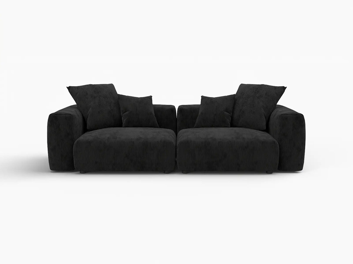 Sofá de dos plazas Matrix, lavable, color negro | 2 piezas, tela de pana, diseño modular