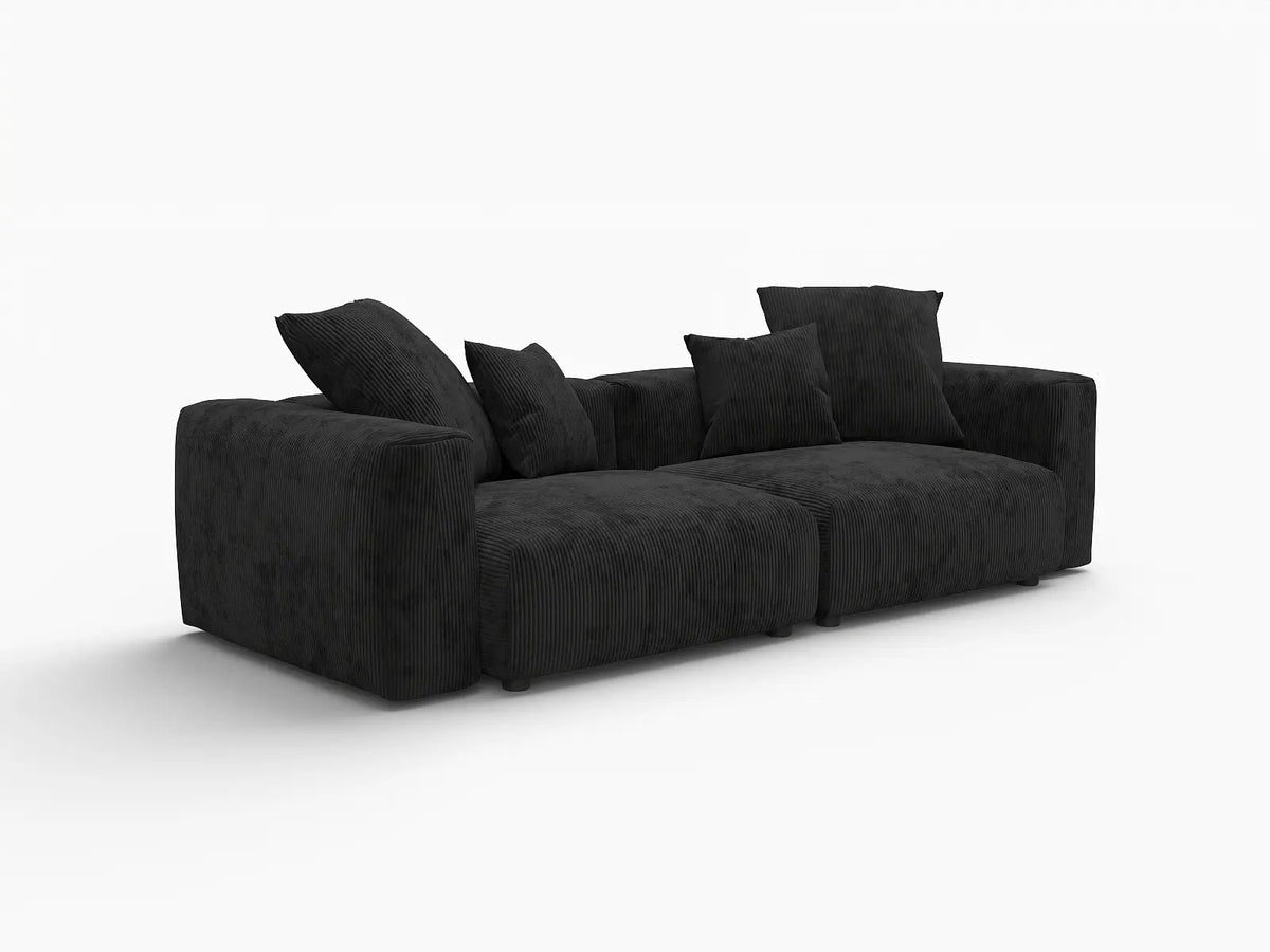 Sofá de dos plazas Matrix, lavable, color negro | 2 piezas, tela de pana, diseño modular