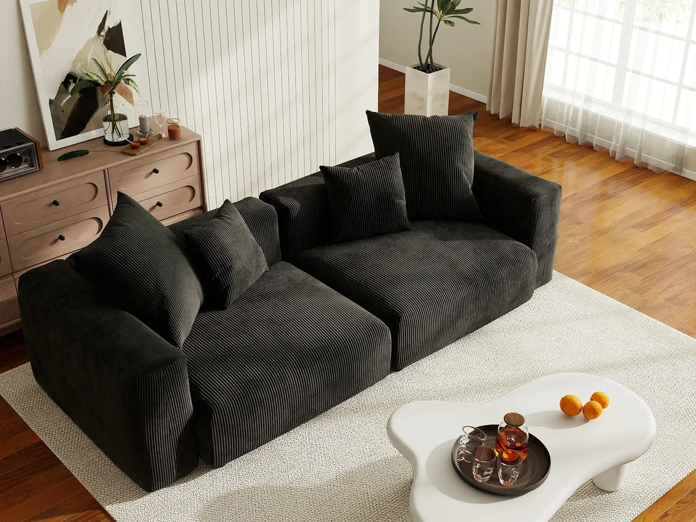 Sofás modulares modernos Matrix | Loveseats de 2 piezas de pana negra
