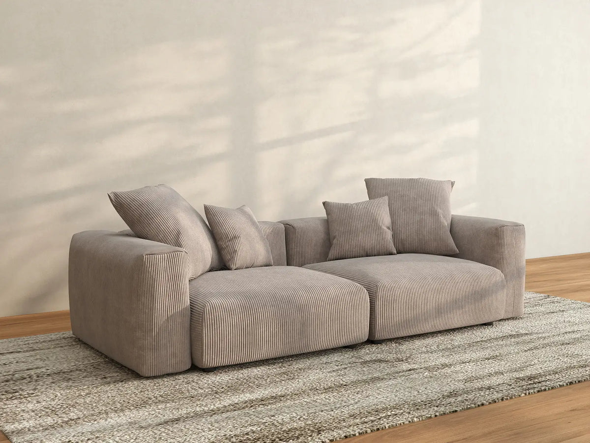 Sofá de dos plazas Matrix, lavable, color marrón | 2 piezas, tela de pana, diseño modular