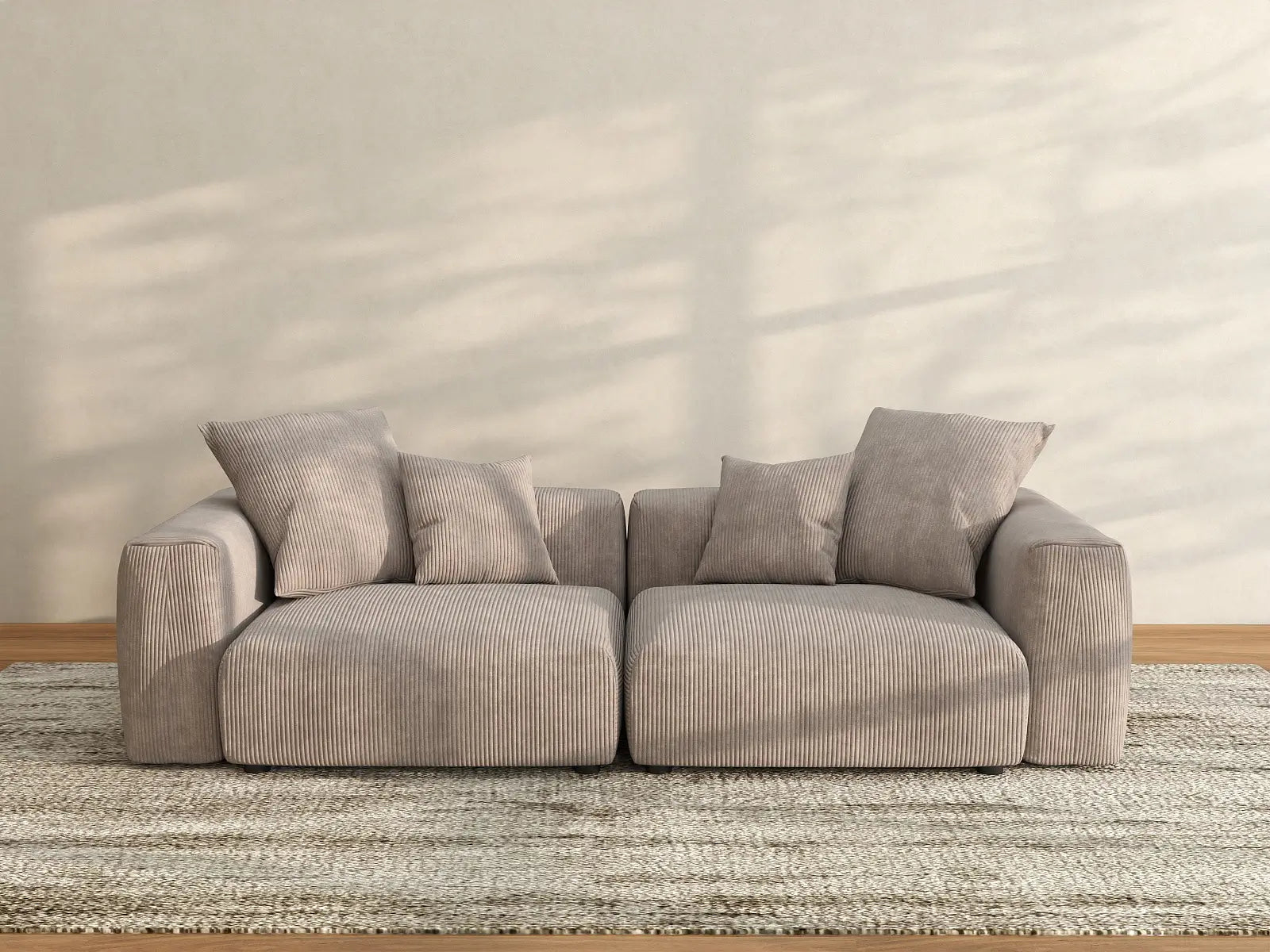 Sofá de dos plazas Matrix, lavable, color marrón | 2 piezas, tela de pana, diseño modular