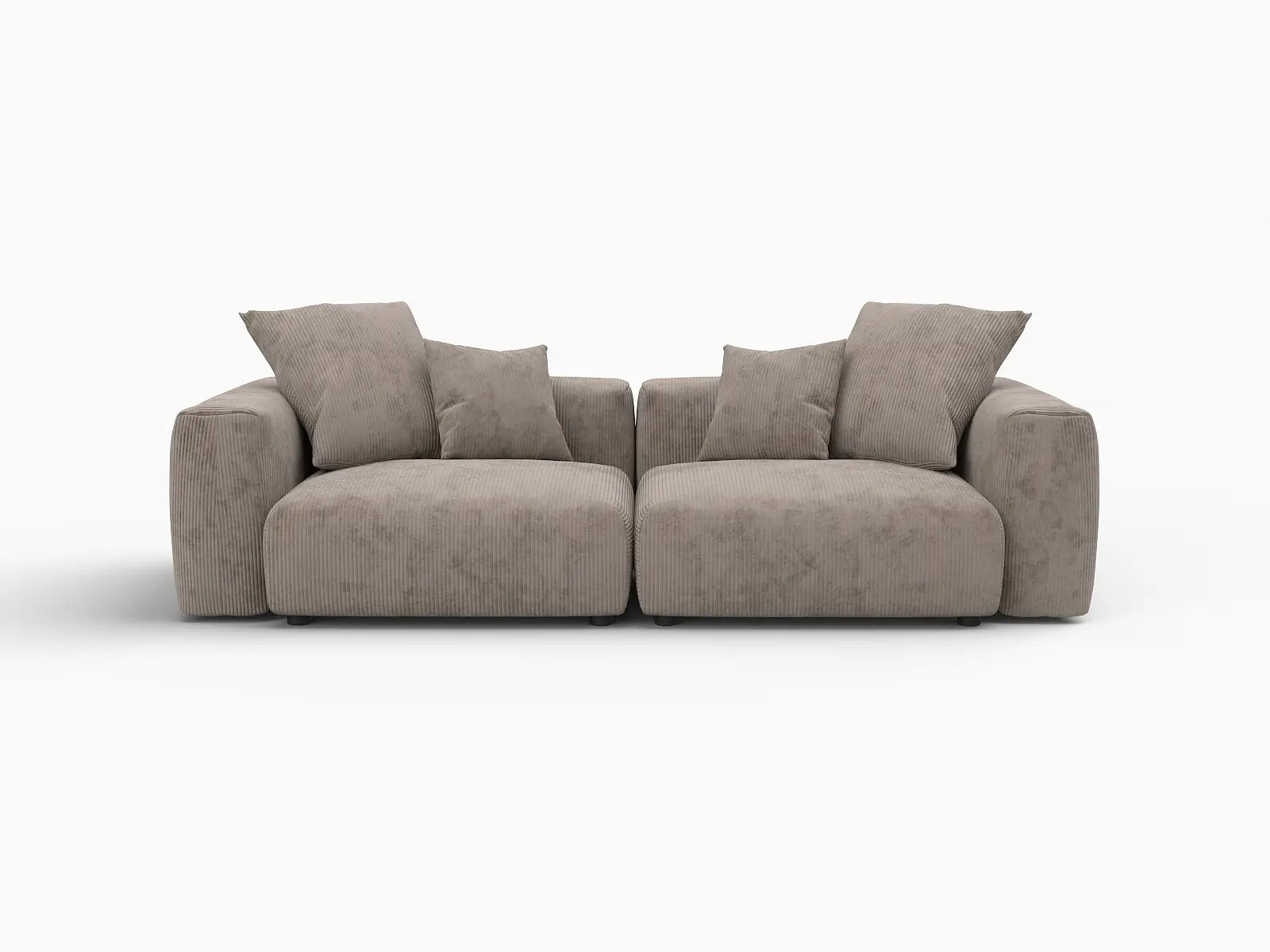Sofá de dos plazas Matrix, lavable, color marrón | 2 piezas, tela de pana, diseño modular