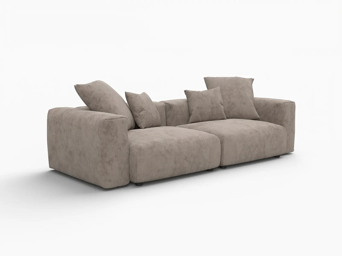 Sofá de dos plazas Matrix, lavable, color marrón | 2 piezas, tela de pana, diseño modular