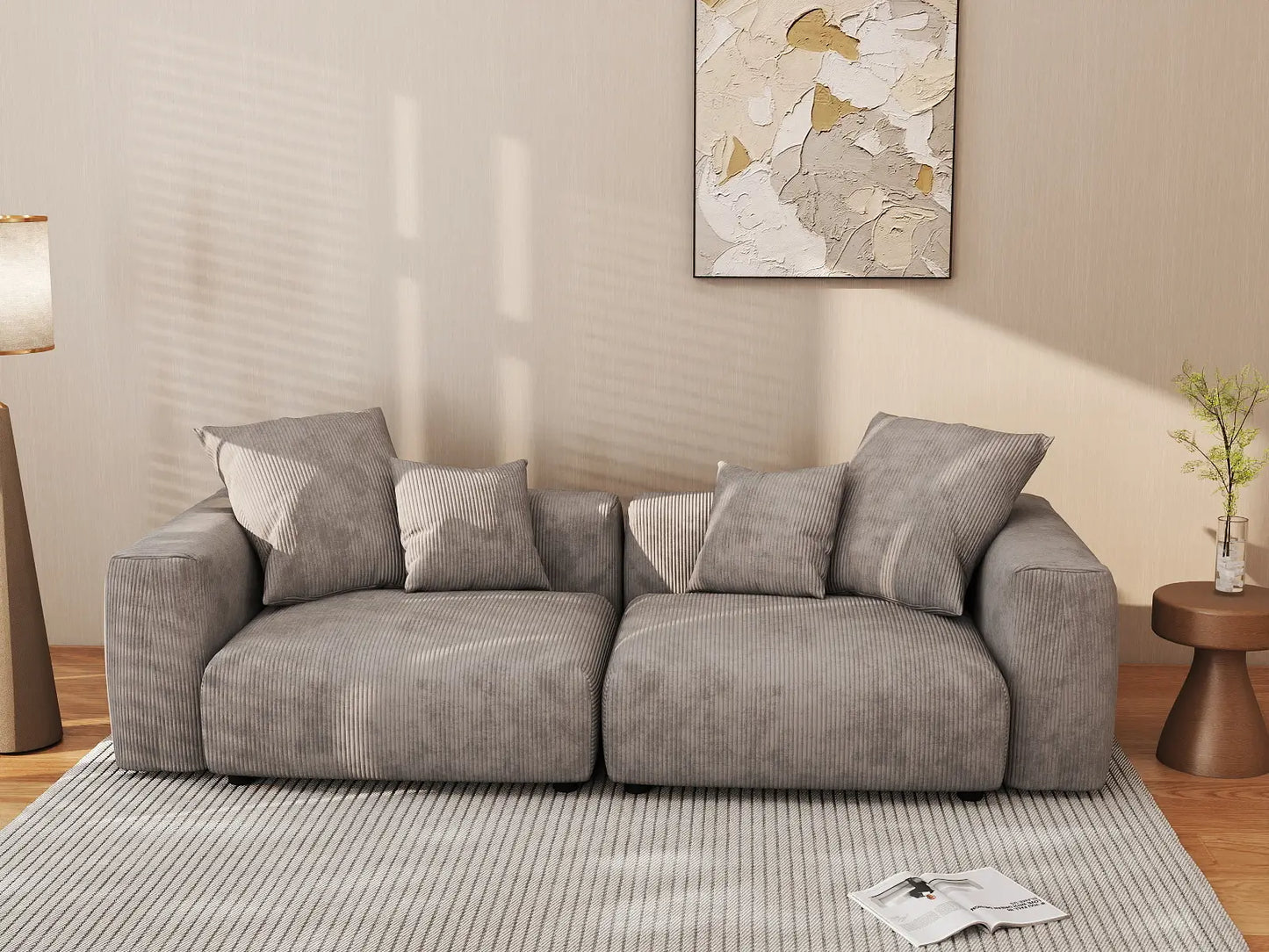 Sofás modulares modernos Matrix | Loveseats de 2 piezas de pana marrón