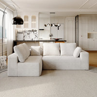 Sofás seccionales Matrix Nook | Sofás seccionales de 2 piezas en forma de L de pana beige de 2 plazas