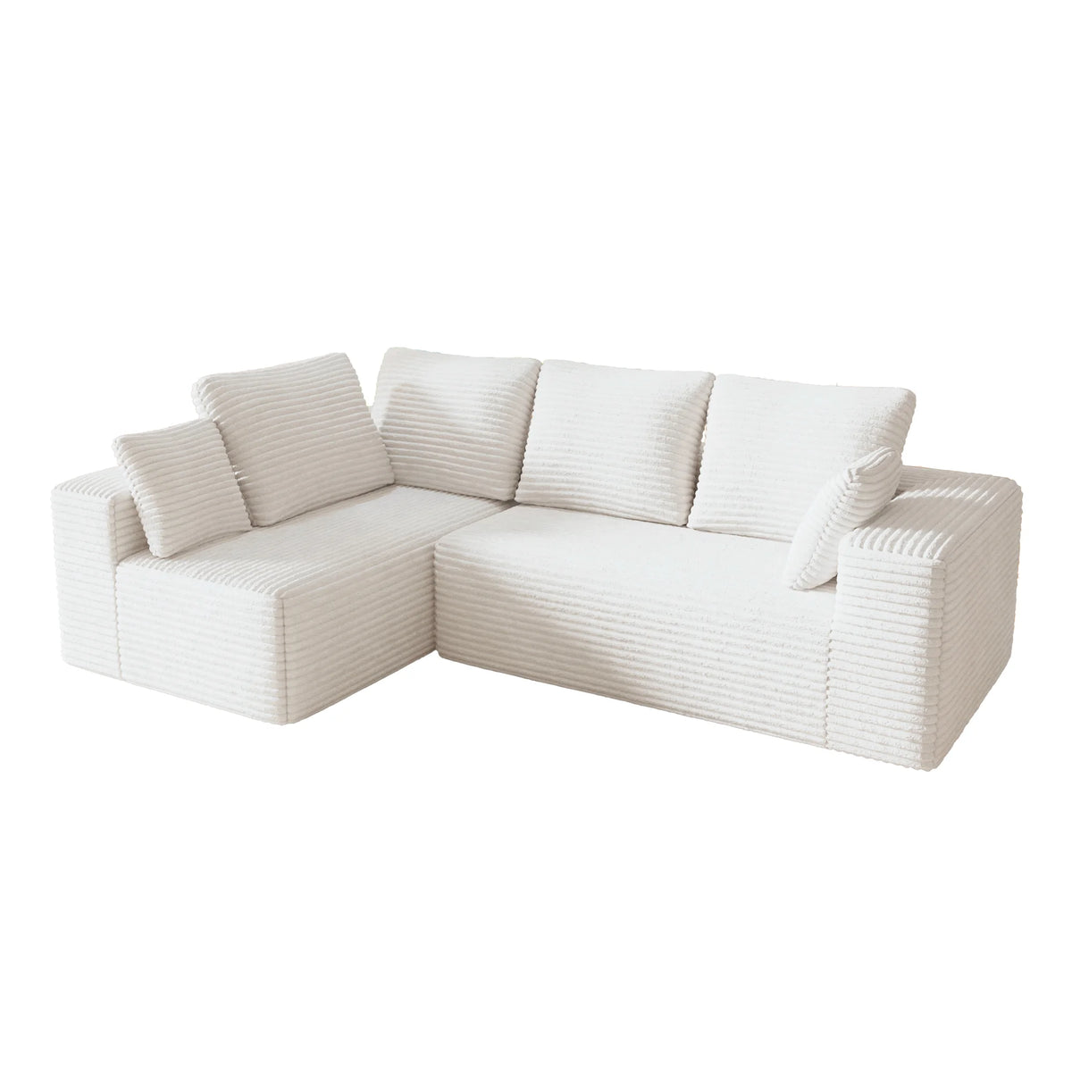 Matrix 4-Seater beige Modular L-Shaped Sectionals | 2-Piece, Corduroy Fabric, Small Space