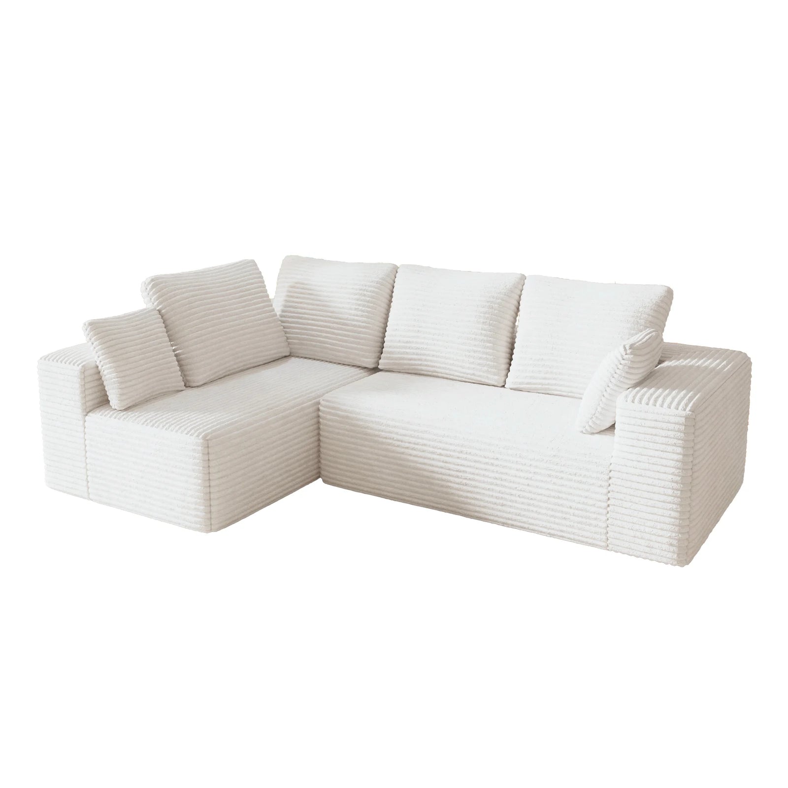 Seccional Matrix de 4 plazas en forma de L modular beige | 2 piezas, tela de pana, espacios pequeños