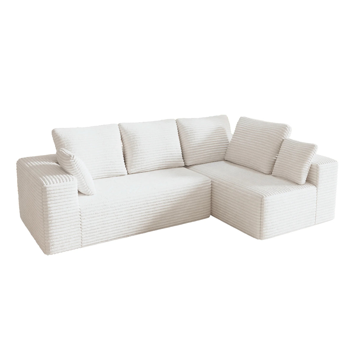 Matrix 4-Seater beige Modular L-Shaped Sectionals | 2-Piece, Corduroy Fabric, Apartment Friendly