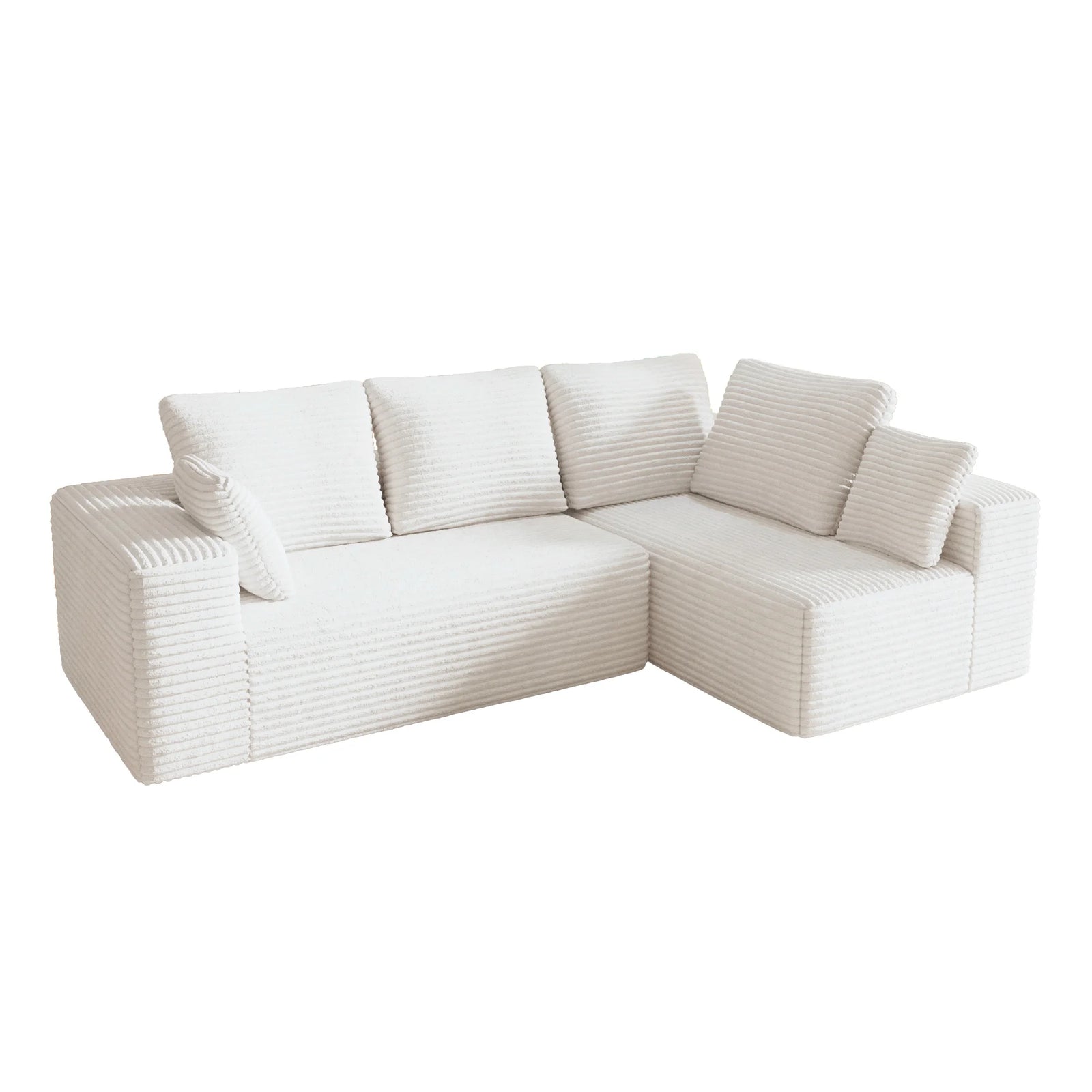 Matrix 4-Seater beige Modular L-Shaped Sectionals | 2-Piece, Corduroy Fabric, Apartment Friendly