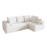 Sofás seccionales Matrix Nook | Sofás seccionales de 2 piezas en forma de L de pana beige de 2 plazas