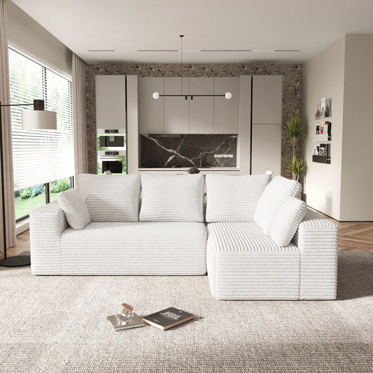 Sofás seccionales Matrix Nook | Sofás seccionales de 2 piezas en forma de L de pana beige de 2 plazas