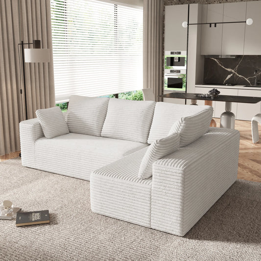 Sofás seccionales Matrix Nook | Sofás seccionales de 2 piezas en forma de L de pana beige de 2 plazas