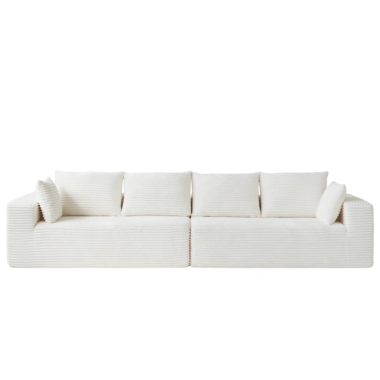 Sofás modulares Matrix de 4 plazas en color beige | 2 piezas, tela de pana, diseño compacto