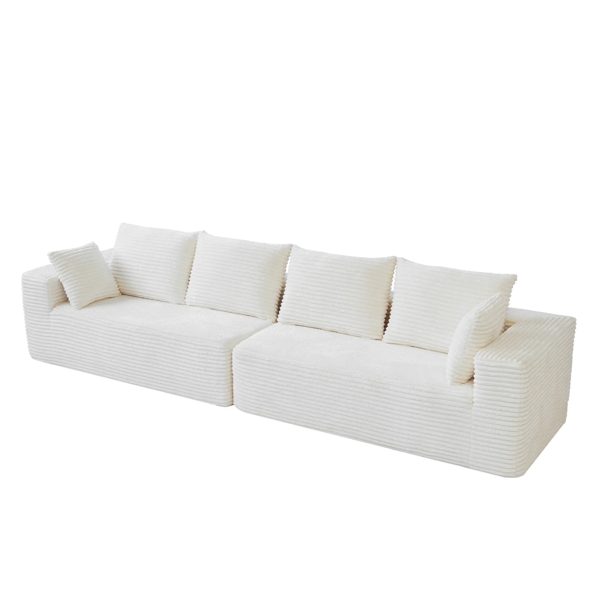 Matrix 4-Seater beige Modular Loveseats | 2-Piece, Corduroy Fabric, Compact Design