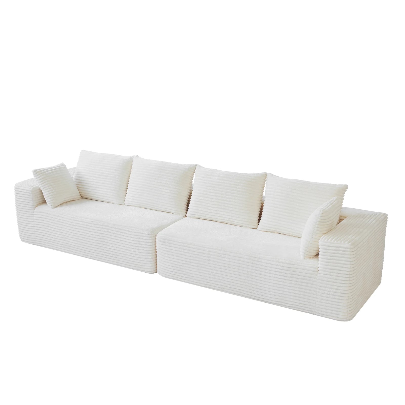 Sofás modulares Matrix de 4 plazas en color beige | 2 piezas, tela de pana, diseño compacto